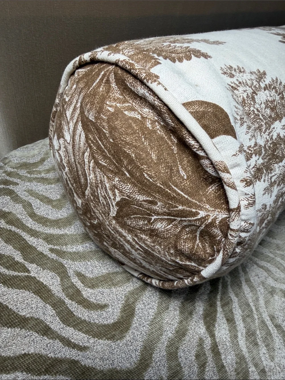 Pottery Barn Matine Toile Bolster Roll Pillow